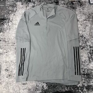 Adidas Men's Sweatshirt 1/4 Zip Up Size Medium, Grey & Black
